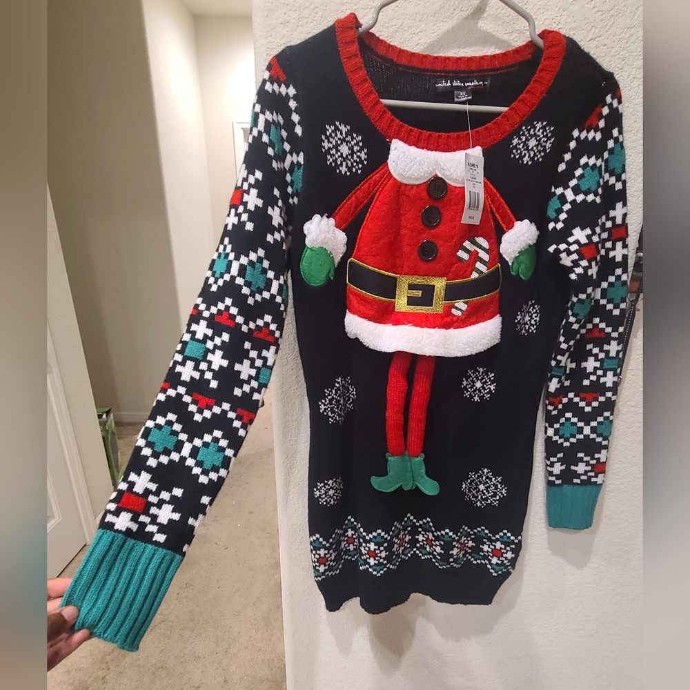 Ugly Sweater Christmas extra small dress New With Tags Legs are Cute Moveable!!!